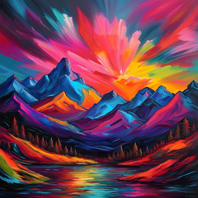 Neon Mountain Sunset Poster (Creator Uploaded)