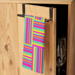 Neon Multi Coloured Weaved Squares Tea Towel