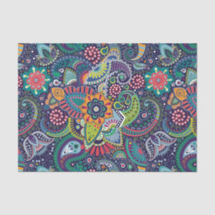 Neon Multicolor floral Paisley pattern Tissue Paper