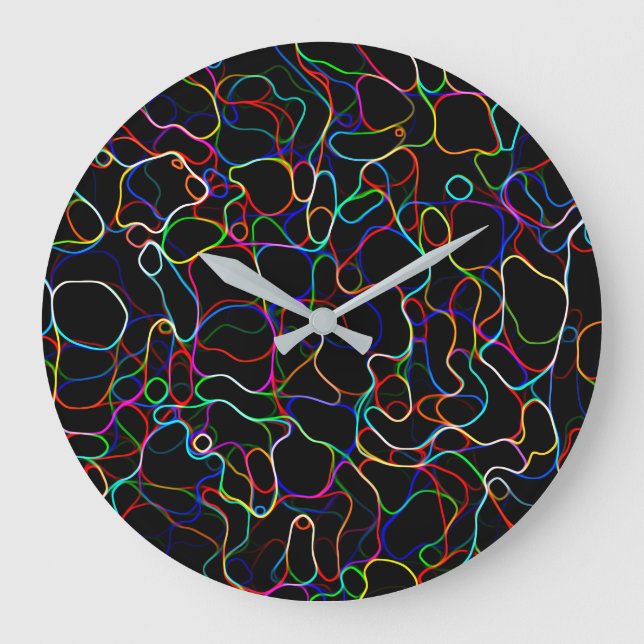 Neon Multicolor Lines Large Clock (Front)