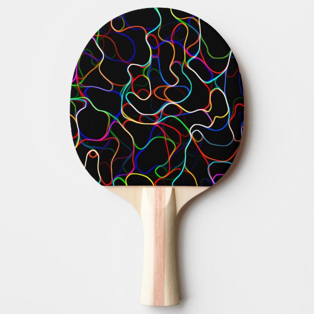 Neon Multicolor Lines Ping Pong Paddle (Front)