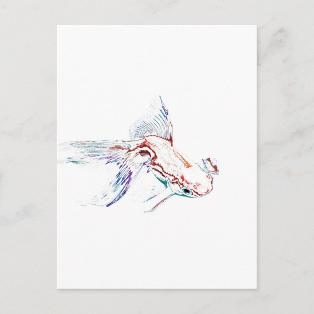 Neon Multicolor Rainbow Fish/Goldfish/Koi Postcard (Front)