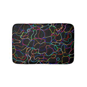 Neon Multicolored Curvy Line Pattern -COOL Bath Mat