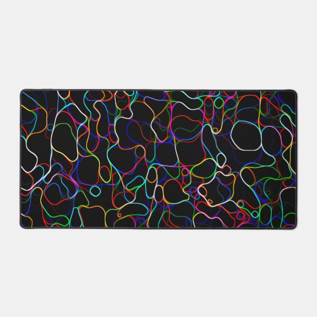 Neon Multicolored Curvy Line Pattern -COOL Desk Mat (Front)