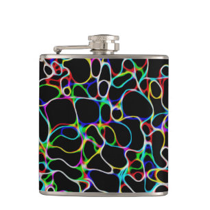 Neon Multicolored Curvy Line Pattern -COOL Hip Flask