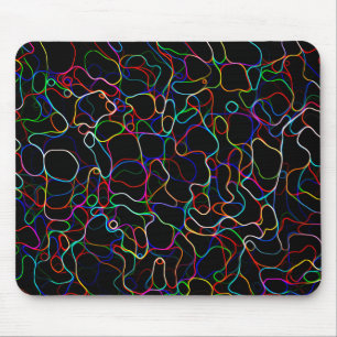 Neon Multicolored Curvy Line Pattern -COOL Mouse Mat