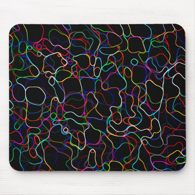 Neon Multicolored Curvy Line Pattern -COOL Mouse Mat (Front)