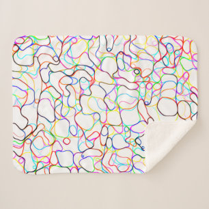 Neon Multicolored Curvy Line Pattern -COOL Sherpa Blanket