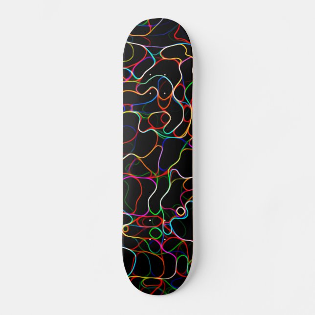 Neon Multicolored Curvy Line Pattern -COOL Skateboard (Front)