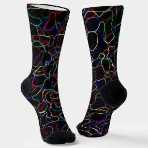 Neon Multicolored Curvy Line Pattern -COOL Socks