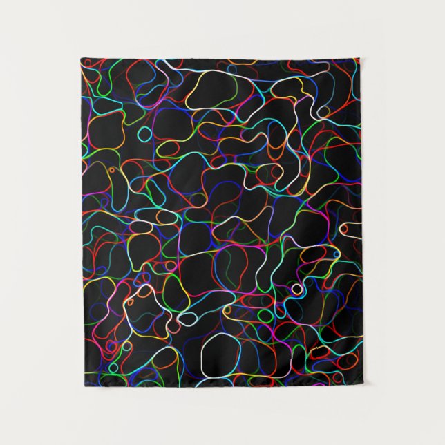 Neon Multicolored Curvy Line Pattern -COOL Tapestry (Front)