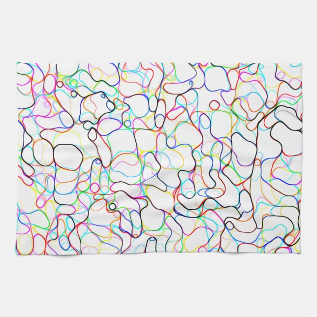 Neon Multicolored Curvy Line Pattern -COOL Tea Towel (Horizontal)