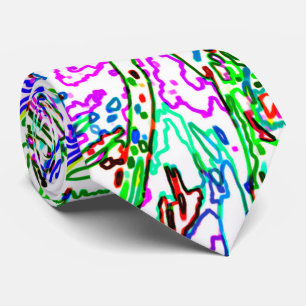 Neon Multicolored Curvy Line Pattern -COOL Tie