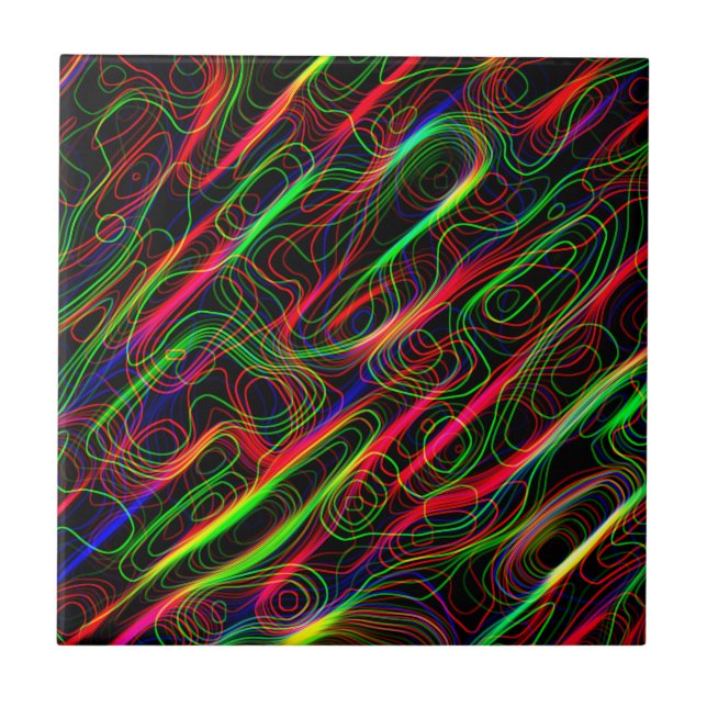 Neon Multicolored Lines Tile (Front)