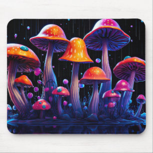 Neon mushroom in psychedelic style Mouse Mat
