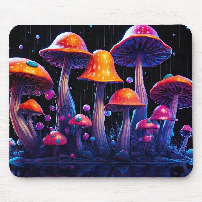  Neon mushroom in psychedelic style Mouse Mat (Front)