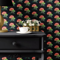 Neon Mushrooms on Black