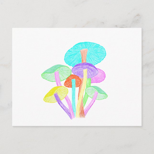 Neon Mushrooms Postcard (Front)
