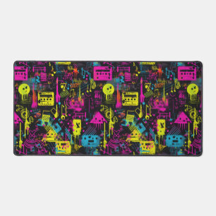 Neon Music Graffiti Desk Mat