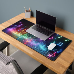 Neon Musical Notes Desk Mat