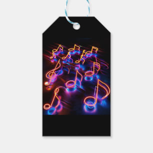 Neon musical notes gift tags
