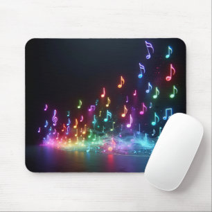 Neon Musical Notes Mouse Mat