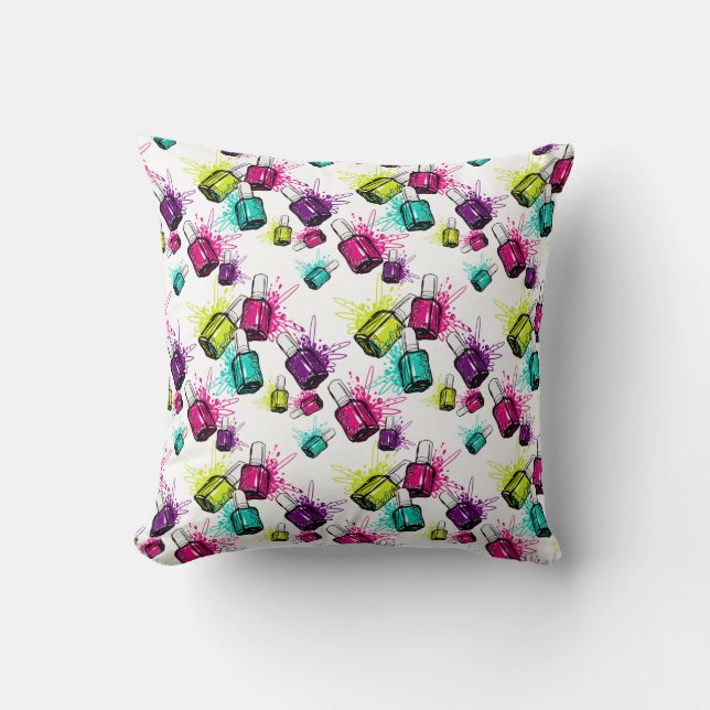 Neon Nail Polish Pattern Cushion (Front)