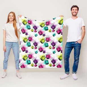 Neon Nail Polish Pattern Fleece Blanket