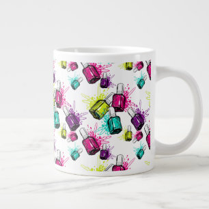 Neon Nail Polish Pattern Large Coffee Mug