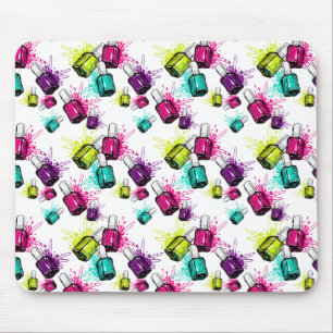 Neon Nail Polish Pattern Mouse Mat