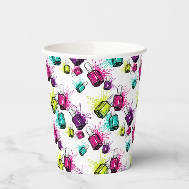 Neon Nail Polish Pattern Paper Cups (Left)