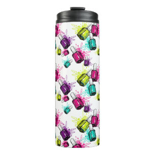 Neon Nail Polish Pattern Thermal Tumbler