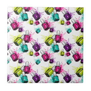 Neon Nail Polish Pattern Tile
