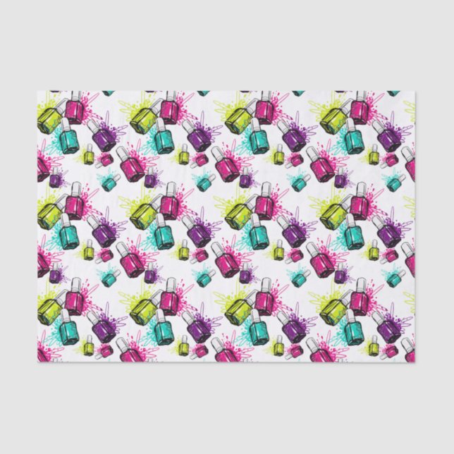 Neon Nail Polish Pattern Tissue Paper (Front)