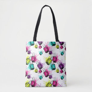 Neon Nail Polish Pattern Tote Bag