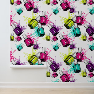 Neon Nail Polish Pattern Wallpaper