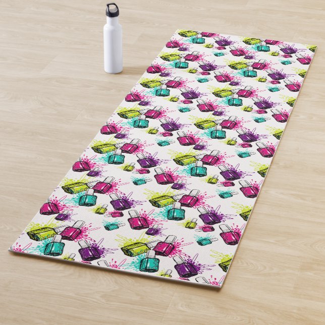 Neon Nail Polish Pattern Yoga Mat (In Situ)