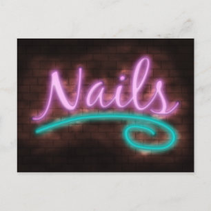 Neon Nails Sign Postcard