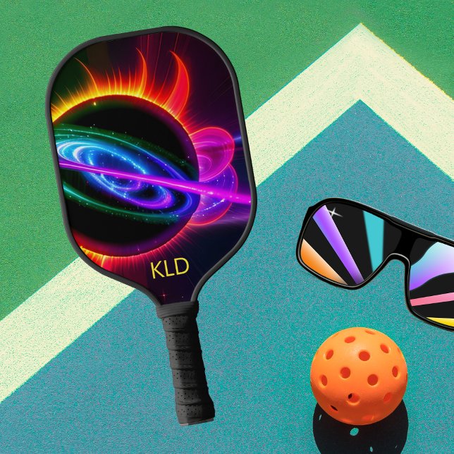 Neon Nebula with Monogram  Pickleball Paddle (Creator Uploaded)