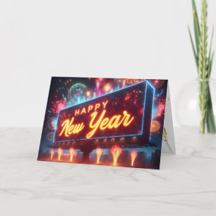 Neon New Year Billboard Holiday Card