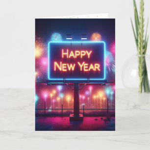 Neon New Year Billboard Holiday Card