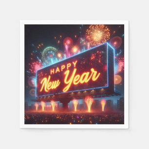 Neon New Year Billboard Napkin