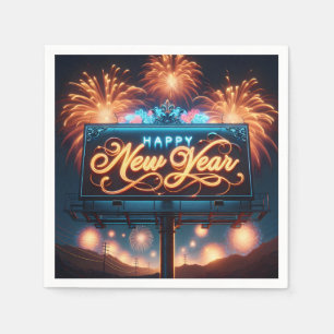 Neon New Year Billboard Napkin