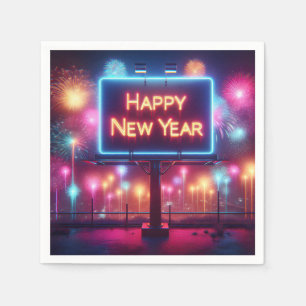 Neon New Year Billboard Napkin