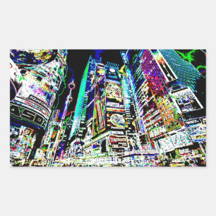 Neon New York City Rectangular Sticker
