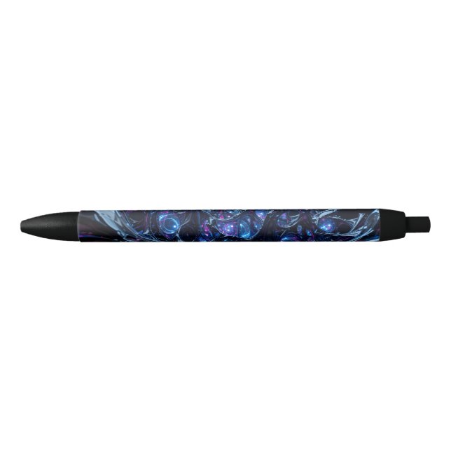 Neon Nexus: Interwoven Techno-Organic Structure Black Ink Pen (Front)