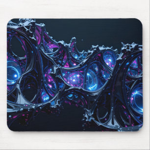 Neon Nexus: Interwoven Techno-Organic Structure Mouse Mat