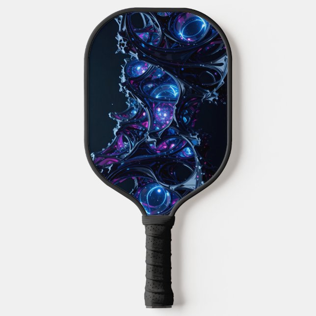 Neon Nexus: Interwoven Techno-Organic Structure Pickleball Paddle (Front)