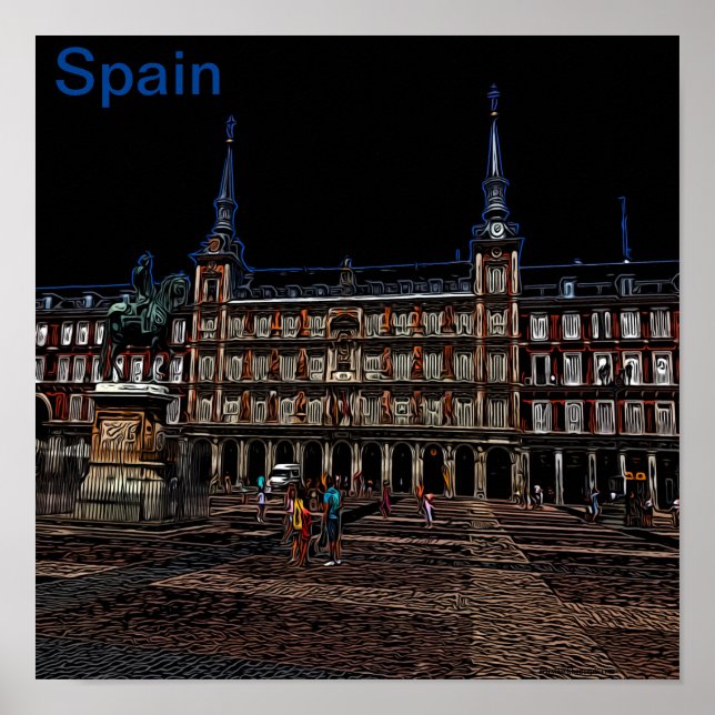 Neon Night Art of Madrid Poster (Front)