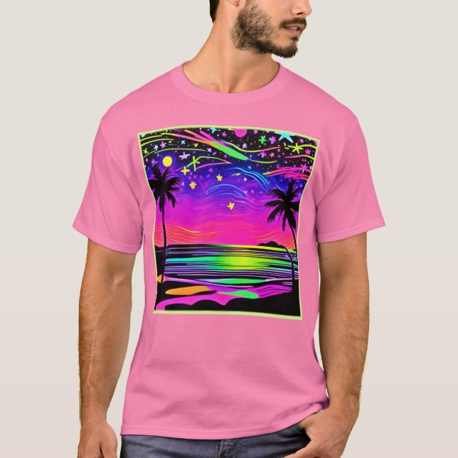 Neon Night Beachscape T-Shirt (Front)